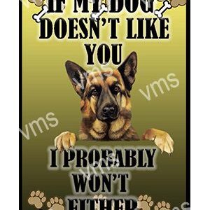 A dog with a humorous warning about fitting in.