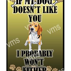 A cute beagle with a humorous dog quote about liking people.