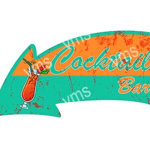 Retro cocktail bar sign with a tropical drink illustration.