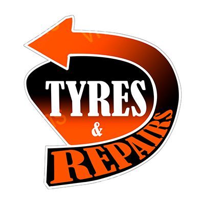 Logo for a tyre and repairs service with an arrow design.