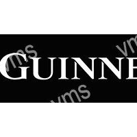 Close-up of the Guinness logo on a black background.