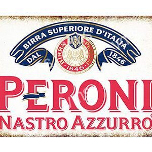 Logo of Peroni Nastro Azzurro Italian beer with a blue ribbon design.