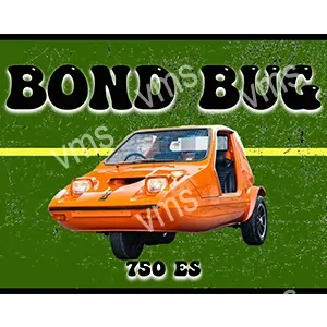 Orange Bond Bug 750 ES car on green background.