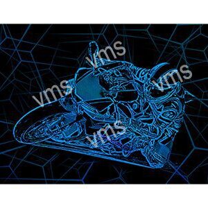 Futuristic blue digital skull on a smartphone screen with hexagonal background.