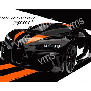 Sleek black and orange sports car with aggressive design and sharp headlights.