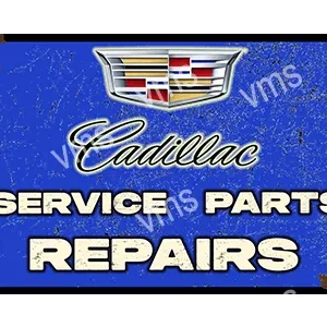 Vintage Cadillac service and repair sign with logo.