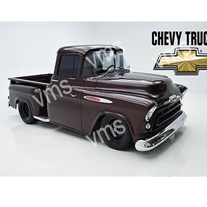 Classic dark brown Chevy pickup truck model with vintage design.