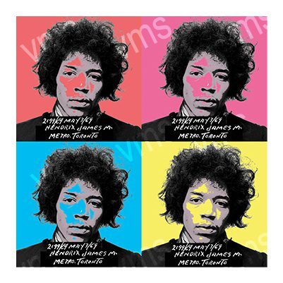 Colorful pop art portraits of a man with curly hair and an intense expression.