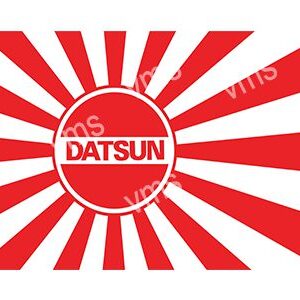 Vintage Datsun logo with red and white rays.