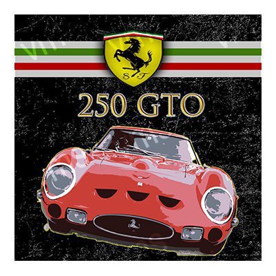 Classic red Ferrari 250 GTO badge with Italian flag colors.