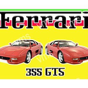Two red Ferrari 3SS GTS cars with a vibrant yellow background.