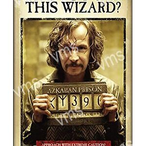 Character from Harry Potter holding a prison sign.