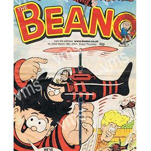 Cover of Beano comic featuring characters with a toy airplane.