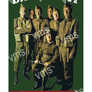 Group of five men in vintage military uniforms posing together.