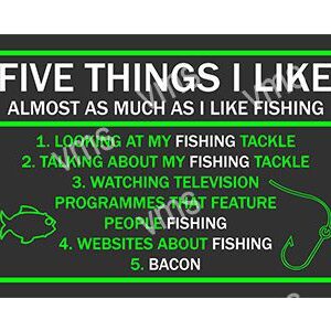 A humorous list titled "Five Things I Like Almost as Much as I Like Fishing."