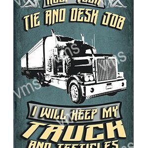 Vintage-style poster with a truck and bold text about pride in truck driving.