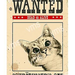 Vintage wanted poster featuring a wide-eyed cat.