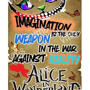 Colorful Alice in Wonderland-themed graffiti with motivational text.