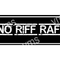 Black and white rectangular logo with 'NO RIFF RAFF' text.