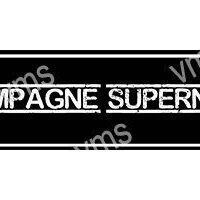 Black and white graphic text reading 'CHAMPAGNE SUPREME'.