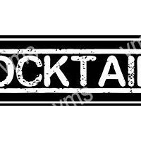 A distressed black and white 'COCKTAIL' sign with a vintage look.