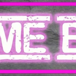 A neon sign with the words "COME B" glowing in pink and white.