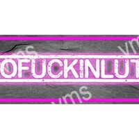 Neon sign displaying a provocative phrase in bright pink.