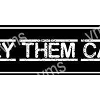 Black and white sign with stylized text.
