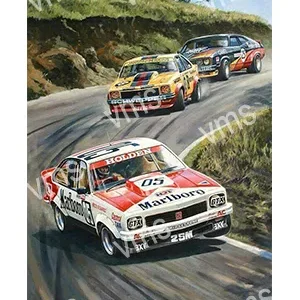 Three rally cars racing on a winding mountain road.