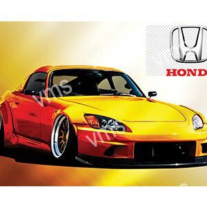 A vibrant red Honda sports car with a sleek design and lowered stance.