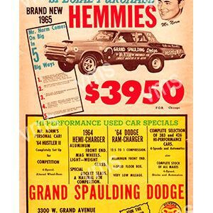 Vintage Dodge Hemi muscle cars advertisement from the 1960s.
