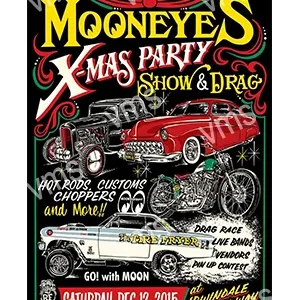 Vintage car show poster with festive holiday theme.