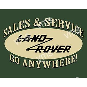 Vintage Land Rover sales and service logo with slogan.