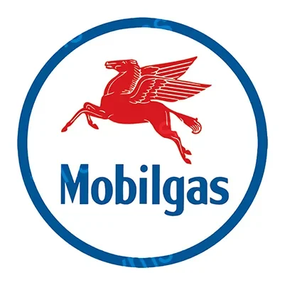 Classic Mobilgas logo with red Pegasus and blue text.