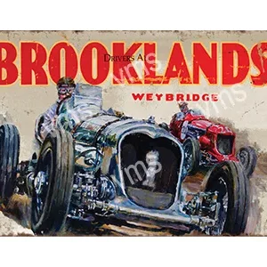 Vintage racing car speeding on a dirt track at Brooklands.