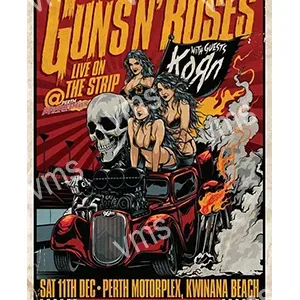Guns N' Roses and Korn live concert poster with intense rock imagery.