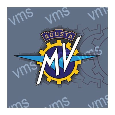 MV Agusta logo with gear and lightning bolt design.