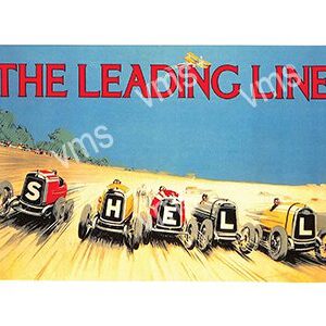 Vintage Shell oil advertisement with trucks on a desert road.