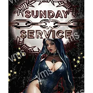 Dark gothic-themed poster for Sunday Service event.
