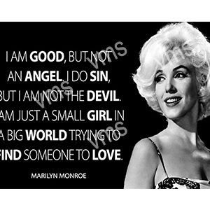 Black and white image of Marilyn Monroe with an inspirational quote.