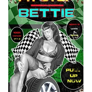Vintage pin-up poster featuring Bettie in retro style.
