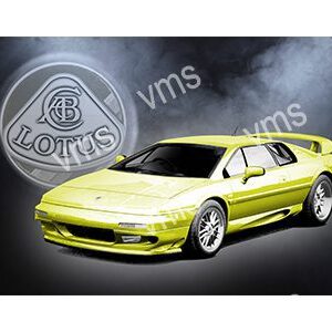 Yellow Lotus sports car with sleek design and smoke effect.