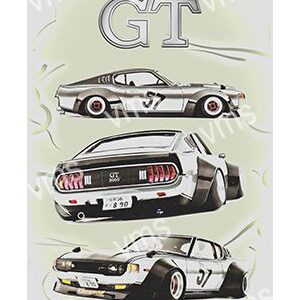 Illustration of classic racing cars with GT lettering.