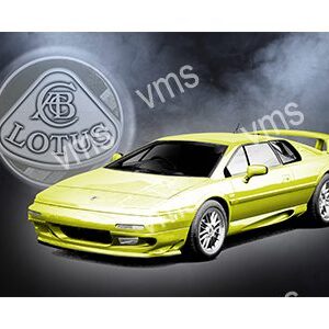 Yellow Lotus sports car with smoke effect in background.