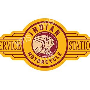 Vintage Indian Motorcycle service station logo with Native American chief.