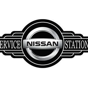 Vintage Nissan service station logo with a classic design.
