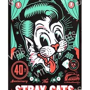 Vintage-style cartoon poster featuring a cool cat with a pompadour hairstyle.