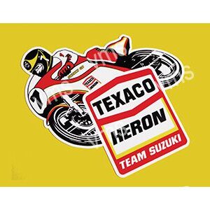 Vintage Texaco Heron Team Suzuki motorcycle racing logo.