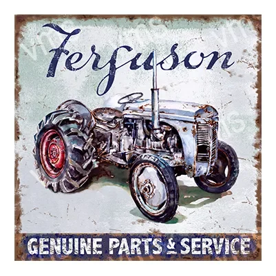 Vintage Ferguson tractor advertisement for genuine parts and service.