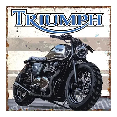 Classic Triumph motorcycle with vintage design and bold styling.